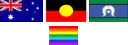 Australian, Aboriginal, Torres Strait Islander and Rainbow flags
