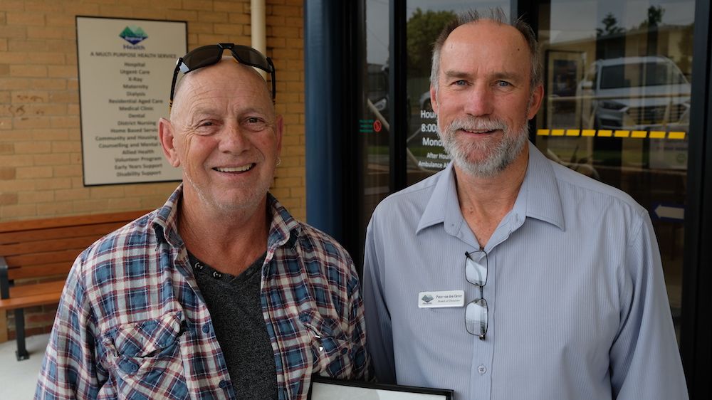 Night Wards Security Officer Glenn Dennis with the Chair of Orbost Regional Health’s Board of Directors Peter van den Oever.